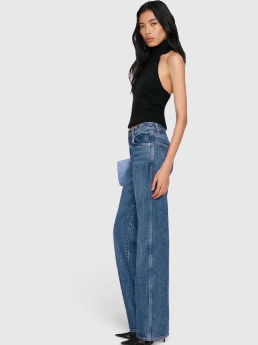 Reformation Val 90s Mid Rise Straight Leg Jeans Pelican Blue Denim Size 26